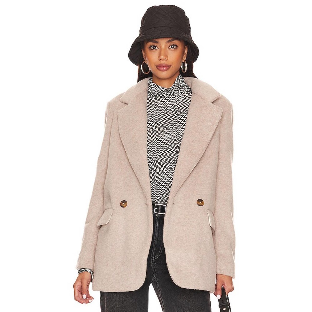 Free People Solid Mari Classic Slouchy Blazer in light coffee Size Medium